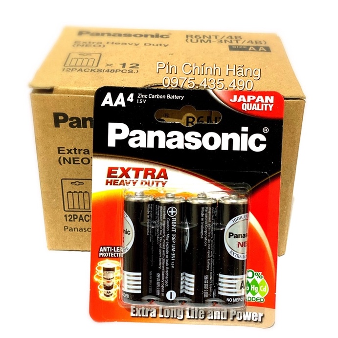 Pin AA Panasonic Loại Tốt Vỉ Giấy Japan Quality Chính Hãng Vỉ 4 Viên