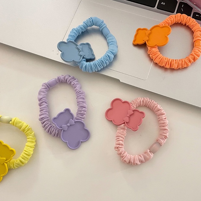 Scrunchies Cột Tóc Nhỏ LIN Đính Hình Gấu Đáng Yêu