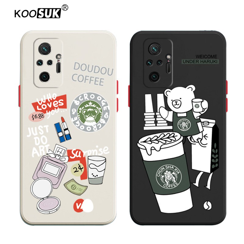 Ốp Điện Thoại Koosuk Bằng Silicone Mềm In Hình Gấu/Ly Cà Phê Cho Xiaomi Redmi Note 10 Pro Max 10S 4G 5G