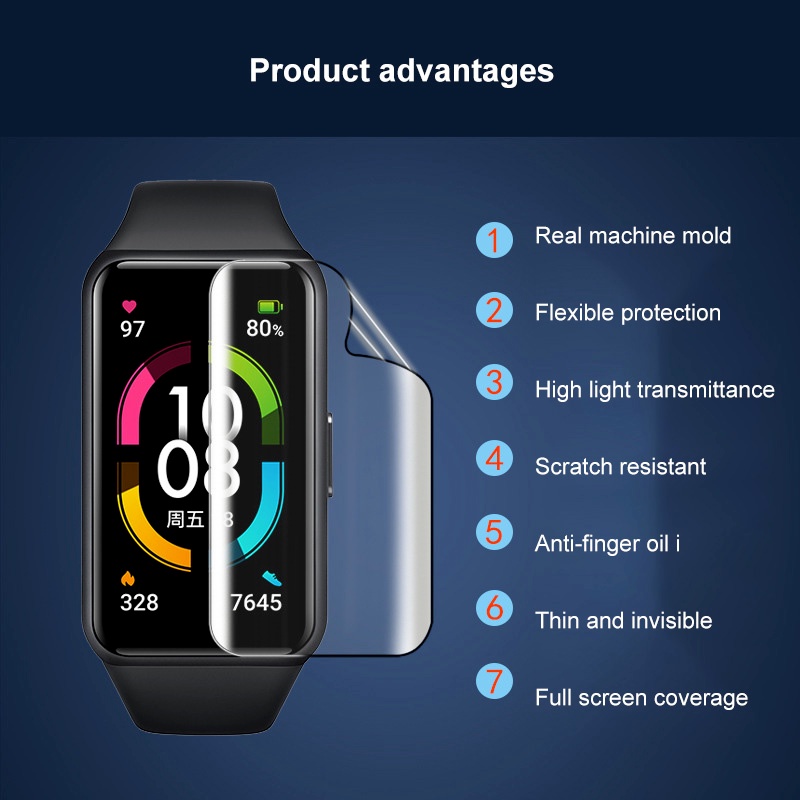 1/5 Miếng dán hydrogel mềm HD bảo vệ màn hình cho đồng hồ HUAWEI Honor Band 6