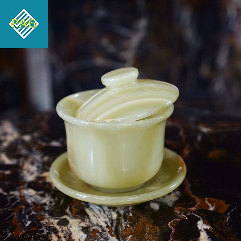 Chén Ngọc Onyx Marble, Chén Uống Trà - Vật Phẩm Phong Thuỷ Trang Trí, Làm Quà Tặng