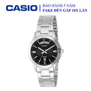 Đồng hồ Casio nam dây sắt thể thao, mặt đen viền bạc sang trọng, chống nước WR50M đi bơi (MTP-1381D-1AVDF)