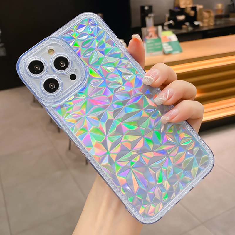 Ốp Điện Thoại Silicon Mềm Trong Suốt Họa Tiết Kim Cương 3D Cho iPhone 14 Pro Max 13 Pro Max 12 MiNi 11 X XS XR 7 8 Plus 6S
