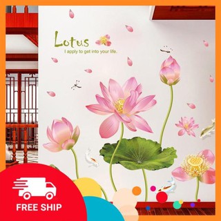 ⚡️𝗙𝗥𝗘𝗘𝗦𝗛𝗜𝗣⚡️ Decal dán tường Hoa sen uốn