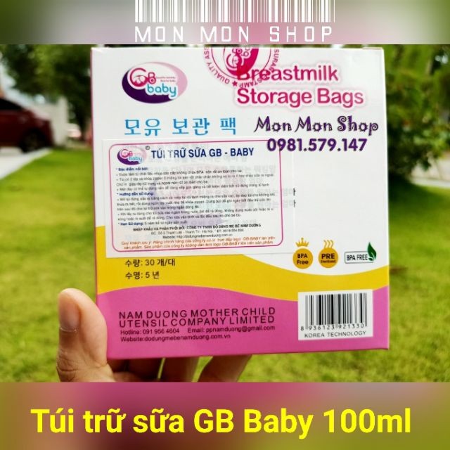 Hộp 50 túi trữ sữa GB Baby 250ml mẫu mới