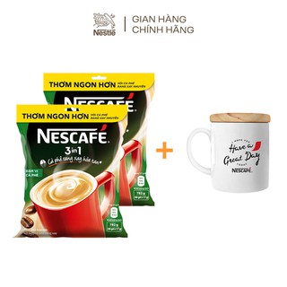 [Tặng 1 ly sứ nắp gỗ] Combo 2 bịch cà phê rang xay hòa tan Nescafé 3in1 đậm vị cà phê (Bịch 46 gói x 17g)
