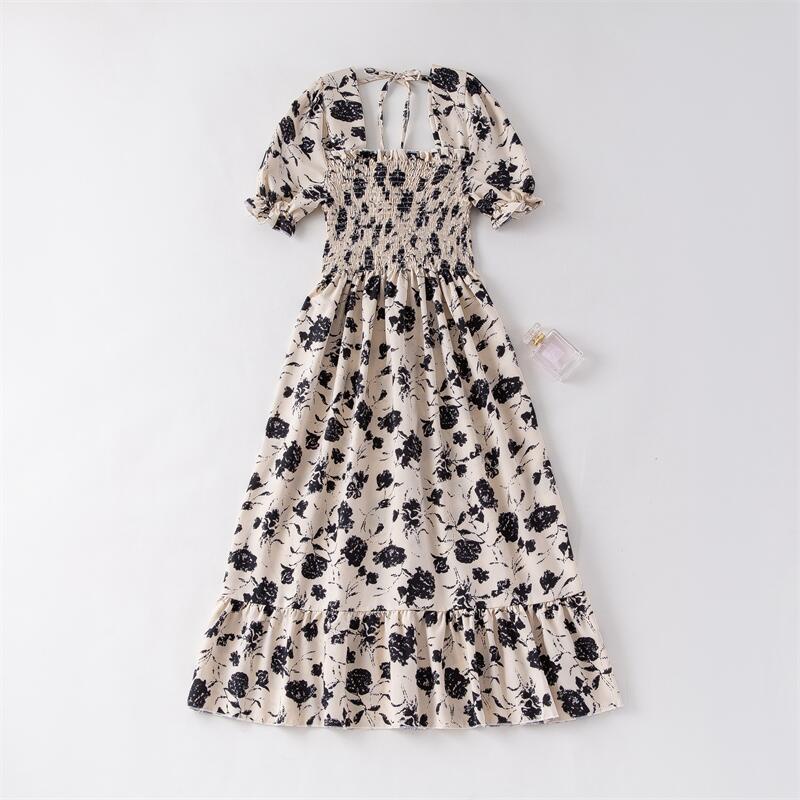 Đầm Chữ A NgắN Tay In Hoa BằNg VảI chiffon Cho Nữ