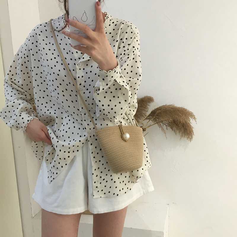 Labonia-Túi cói đeo chéo phong cách cổ điển thanh lịch dành cho nữ