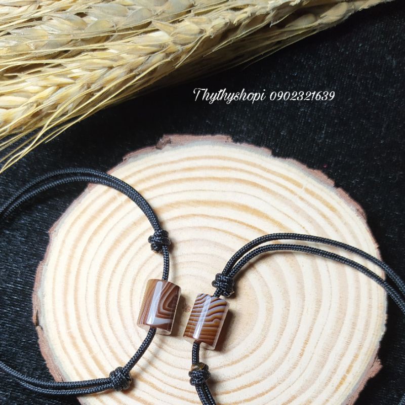 Vòng tay trụ nâu đá thiên nhiên siêu xinh  -  -