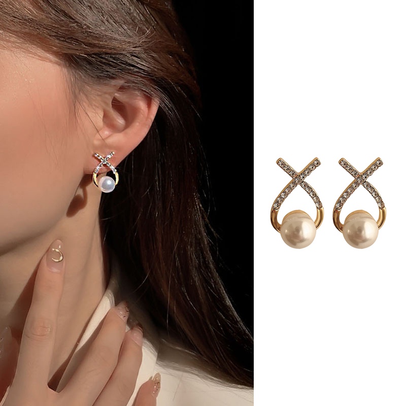 Khuyên tai mạ bạc S925 đính ngọc trai