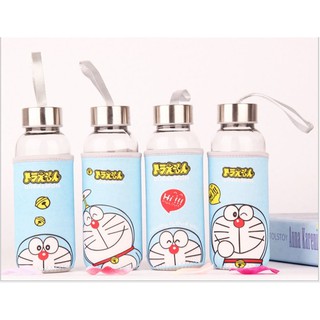Bình Nước Thủy Tinh Bọc Vải Độc Đáo Doremon