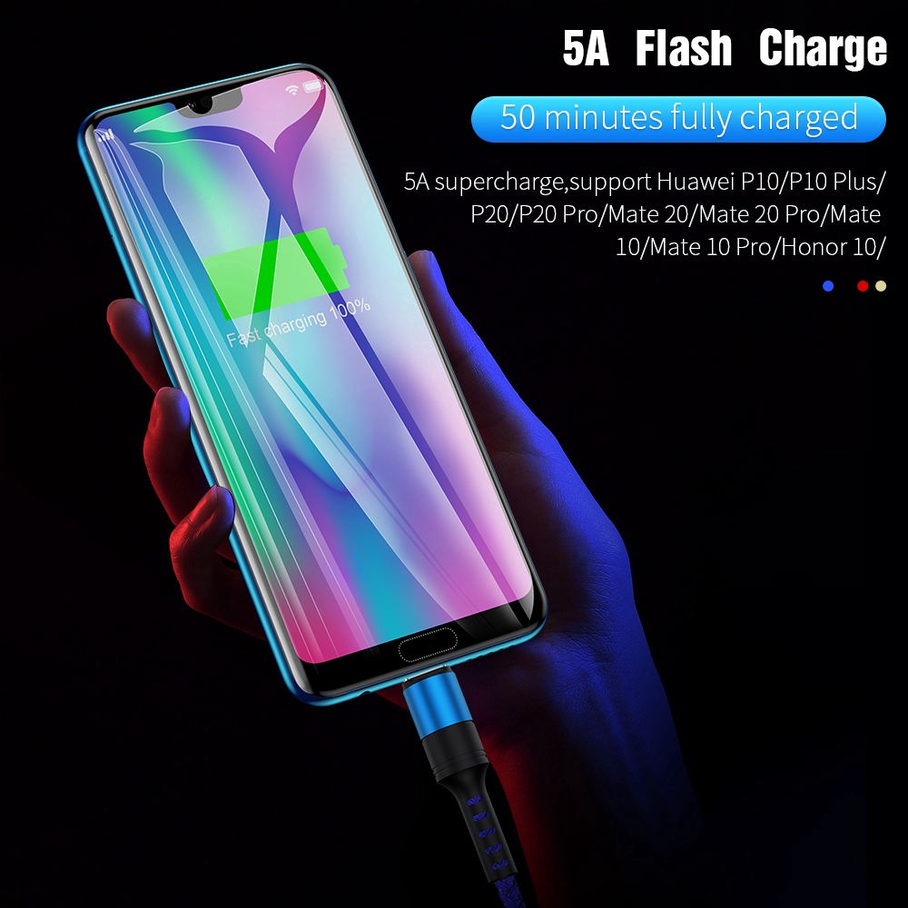 Dây cáp sạc nhanh 5A USB type C micro USB dành cho Huawei Xiaomi Oppo Vivo Samsung