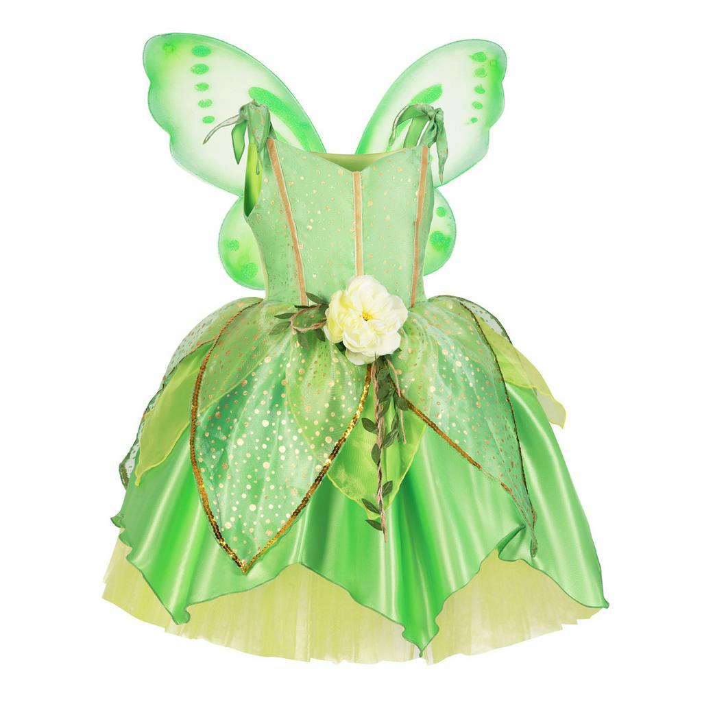 Đầm Công Chúa Tinker Bell Màu Xanh Lá Cây Dành Cho Bé Gái