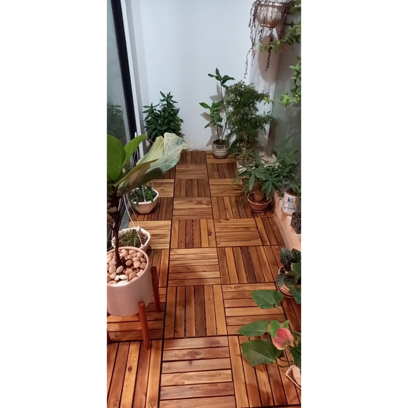 [Mã giảm 8% tối đa 1 Triệu đơn 500k] Sàn gỗ ban công loại 6 nan (30x30x2.5cm), decor nhà cửa, gỗ keo xuất khẩu