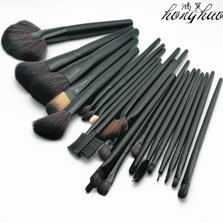 Bộ cọ trang điểm cá nhân, bộ cọ makeup chuyên nghiệp 24 cây Đen & Hồng kèm bao da