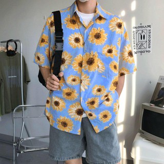 Áo sơ mi unisex freesize họa tiết hoa hướng dương