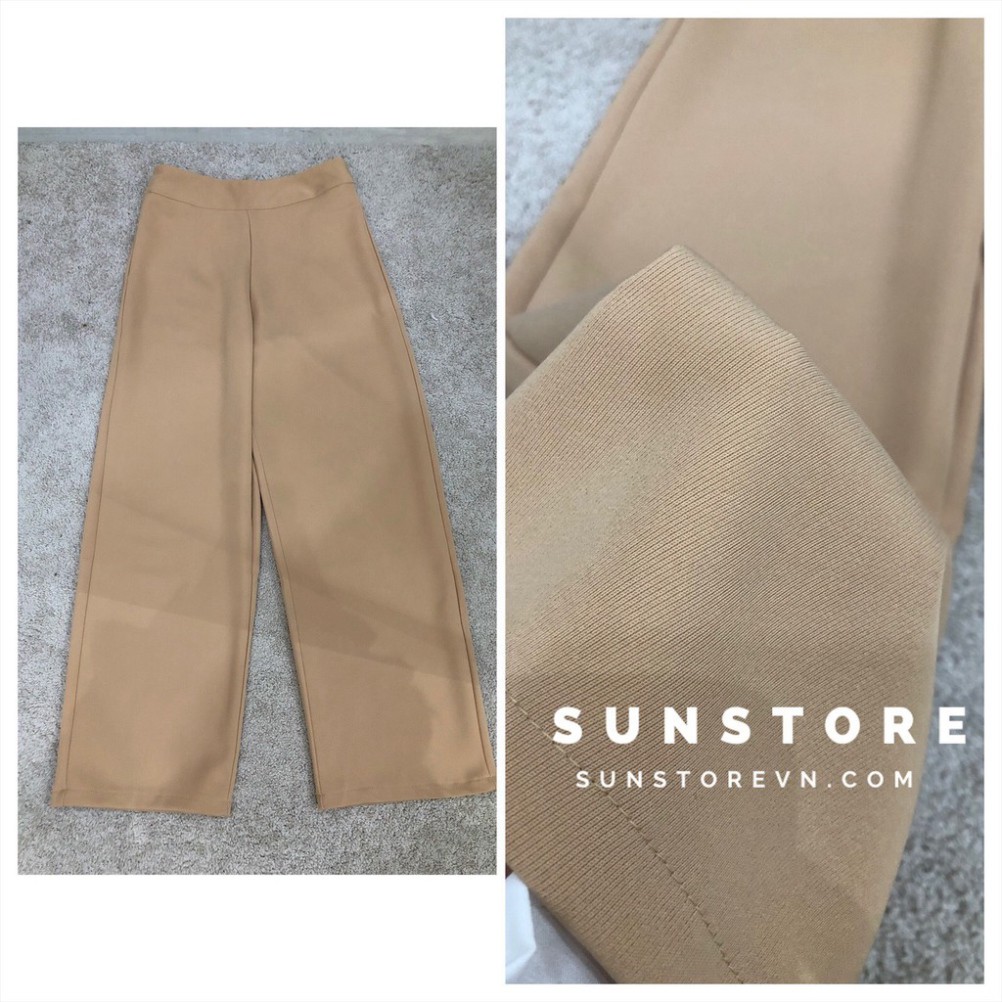 Quần ống rộng culottes suông dài chất dày lưng cao 2 màu đen be (Tất cả là hình thật)