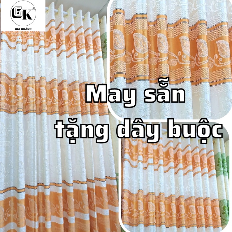 màn cửa ode khoen lỗ thanh lý rèm gấm thô dệt 1m50 cao 2m đã may sẵn rèm của vải gấm
