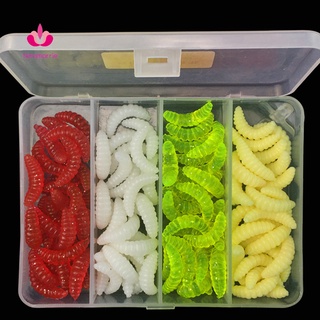 100 Mồi câu cá giả hình ấu trùng bằng silicon mềm 4 màu