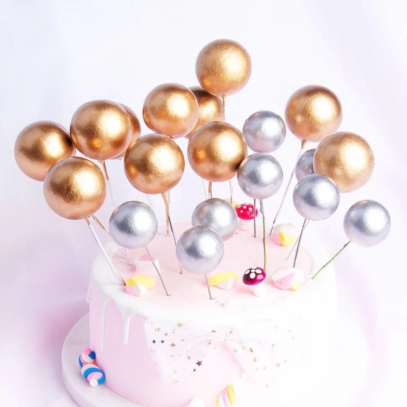 Set 10 Que Cắm Trang Trí Bánh Sinh Nhật / Tiệc Sinh Nhật / Tiệc Mừng Em Bé Màu Vàng / Bạc