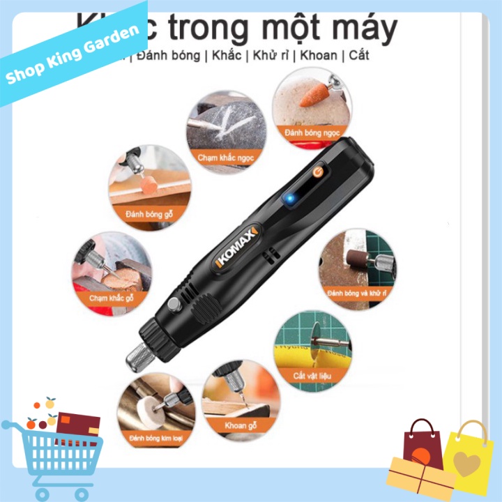 Máy mài điện điêu khắc cầm tay 18V 195 chi tiết KOMAX - King's Garden