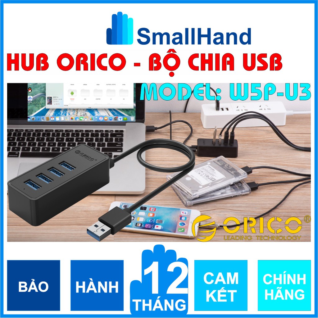 Bộ chia 4 cổng USB 3.0 – Hub Orico W5P-U3 – Chính Hãng – Bảo hành 12 tháng – USB3.0 Four – Port Hub