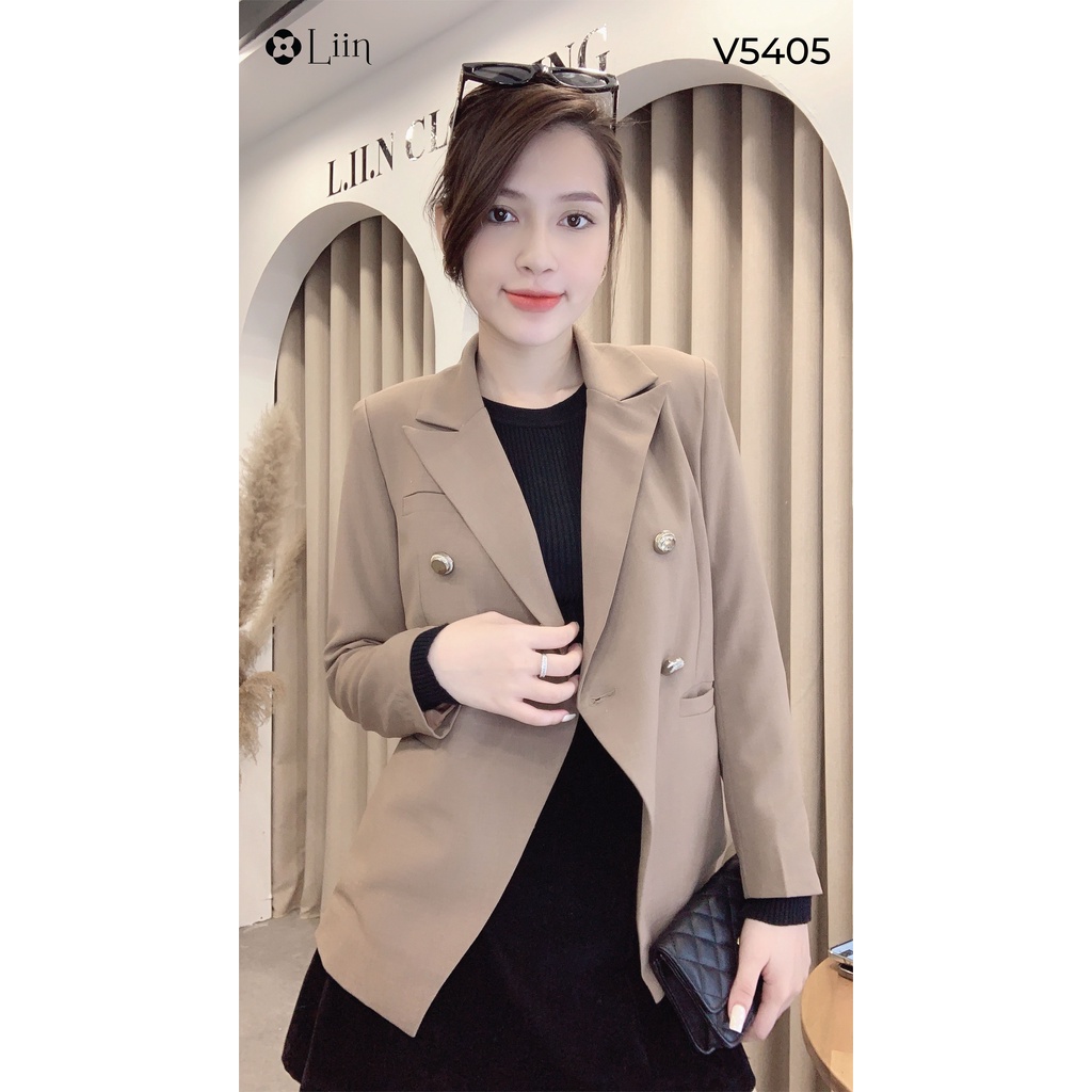 Áo vest nữ công sở dài tay màu nâu thiết kế vạt lệch kiểu dáng sang trọng Liin Clothing V5405 | BigBuy360 - bigbuy360.vn