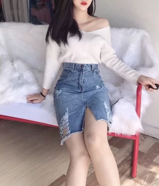 Chân váy jeam mới  E size sml Mẫu bán quanh năm