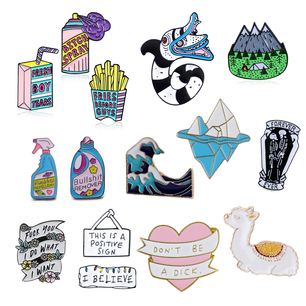 Trâm Cài Áo Denim Tráng Men Hình Động Vật Hoạt Hình Dễ Thương Dùng Làm Quà Tặng Cho Bé