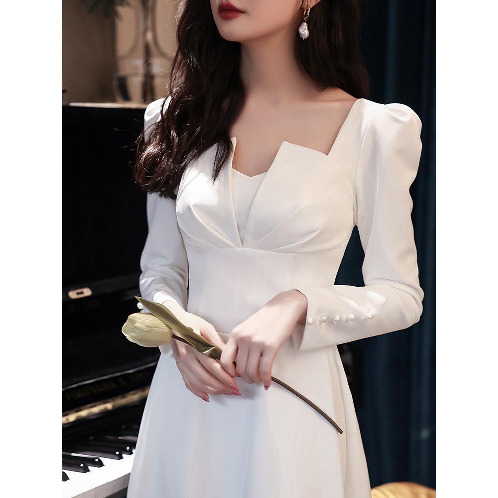 [Mã SKAMSALEP6 giảm 10% tối đa 100K đơn 150K] Đầm trắng dự tiệc, chụp kỷ yếu video thật | BigBuy360 - bigbuy360.vn