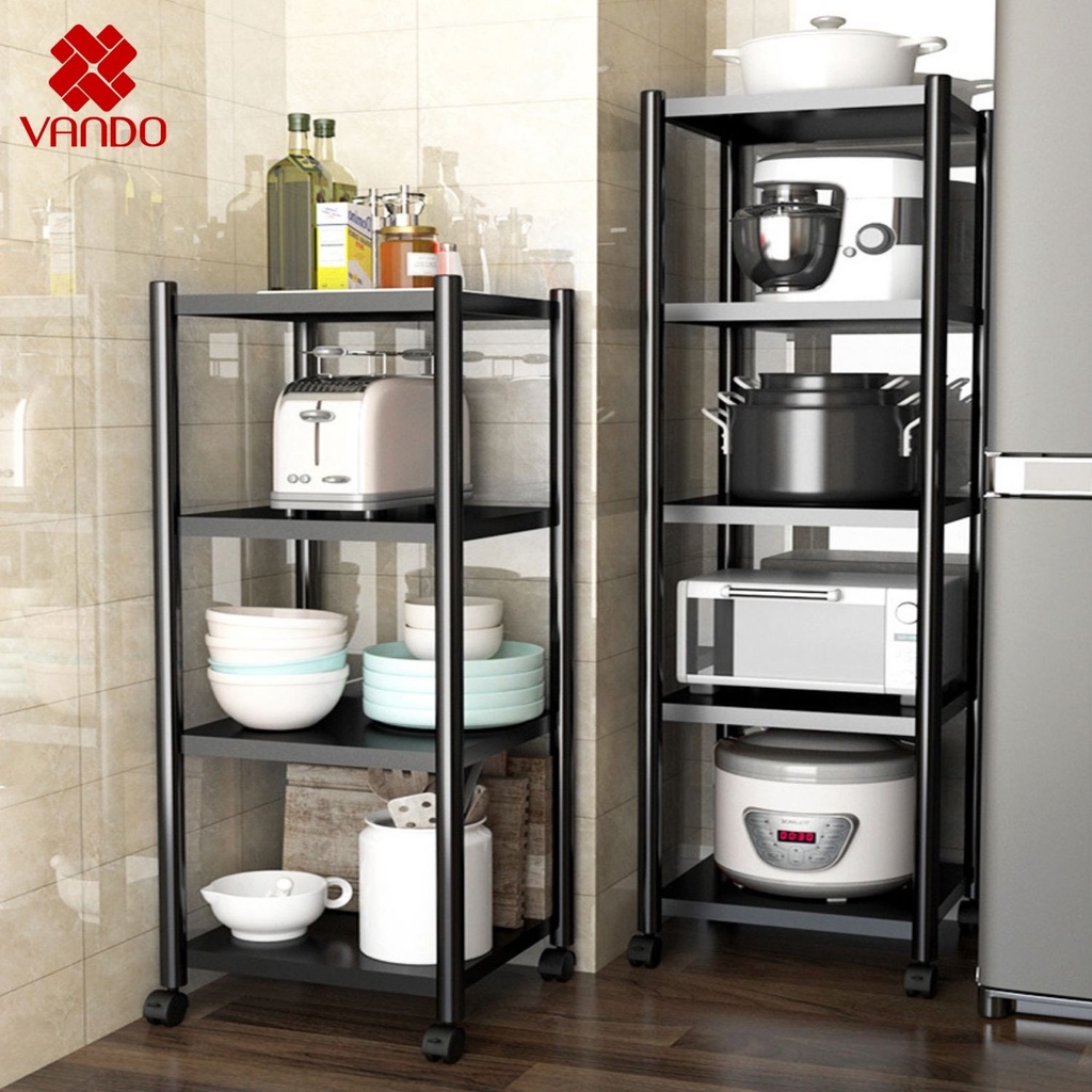 [𝗙𝗿𝗲𝗲𝘀𝗵𝗶𝗽] Kệ Để Đồ Inox VANDO Kệ Nhà Bếp Đa Năng Có Bánh Xe, Đựng Đồ Nồi Cơm Điện, Lò Nướng