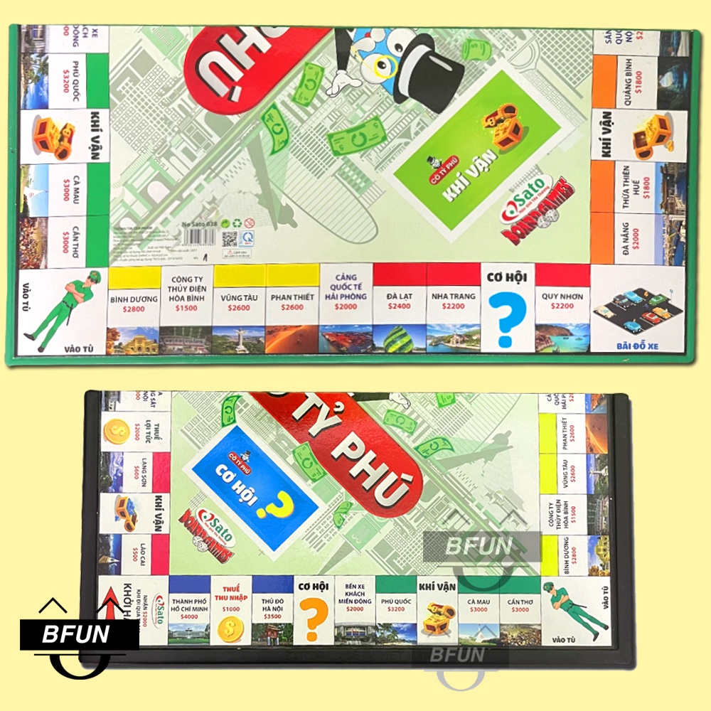 Cờ Tỷ Phú Monopoly Việt Nam SATO ( SIZE LỚN / SIZE VỪA) - Bộ Cờ Tỷ Phú Bàn Nhựa Cao Cấp, Boardgame Đồ Chơi Trẻ Em BFUN