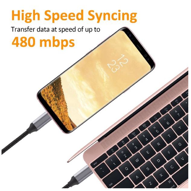 Cáp sạc dây dù 2 đầu USB Type-C 3.1
