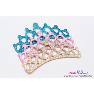 SET 2C-Vương miện nhũ cỡ 13cm phụ kiện thời trang, gắn lên phụ kiện tóc, làm phụ kiện nơ bờm kẹp tóc, DIY, handmade
