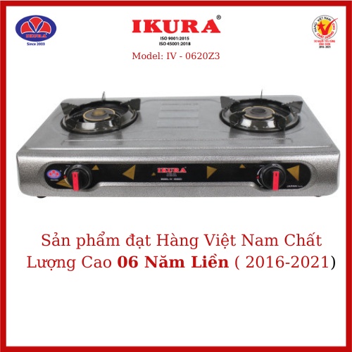 Bếp Ga Dương mặt inox Ikura(IV -0920Z3)- Đầu đốt bằng đồng 80(mm)