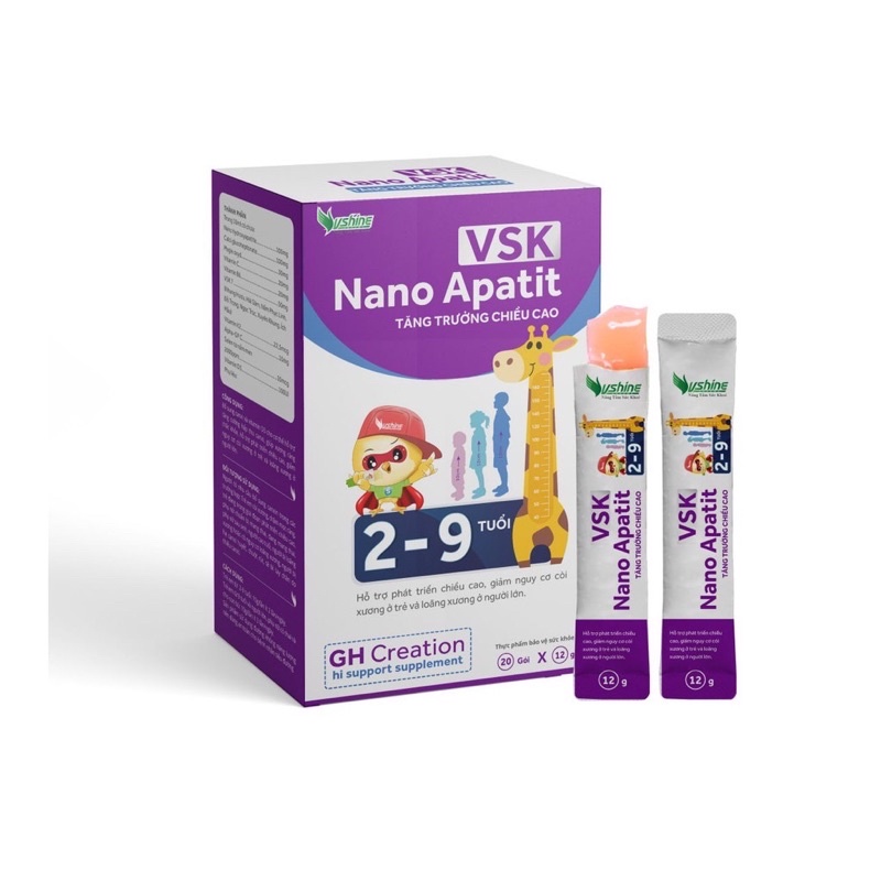 [ Combo 5 hộp ] Thạch Canxi growth Nano Apatit VSK ( hỗ trợ phát triển chiều cao )