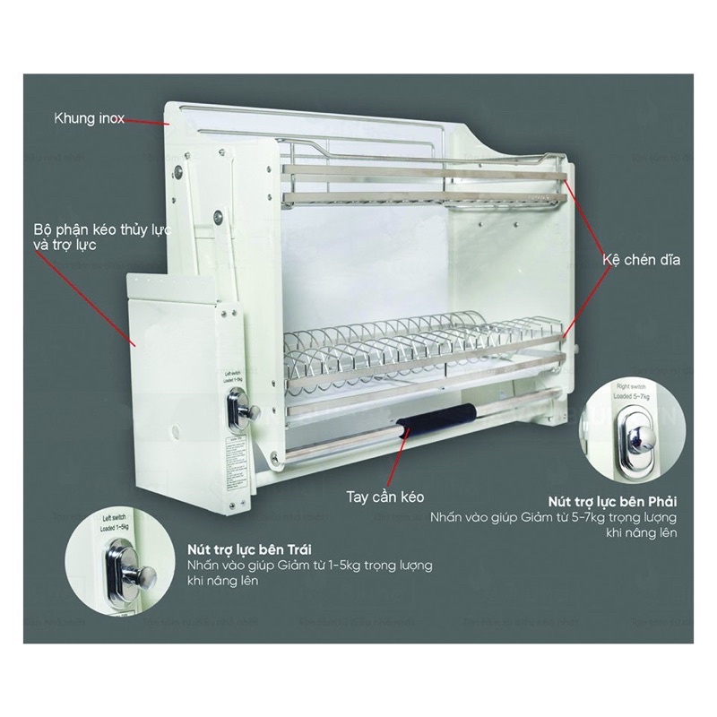Giá bát đĩa nâng hạ inox 304, kệ bát đĩa nâng hạ inox 304 kích thước 60cm, 70cm, 80cm,90 chính hãng eurostar ikiza