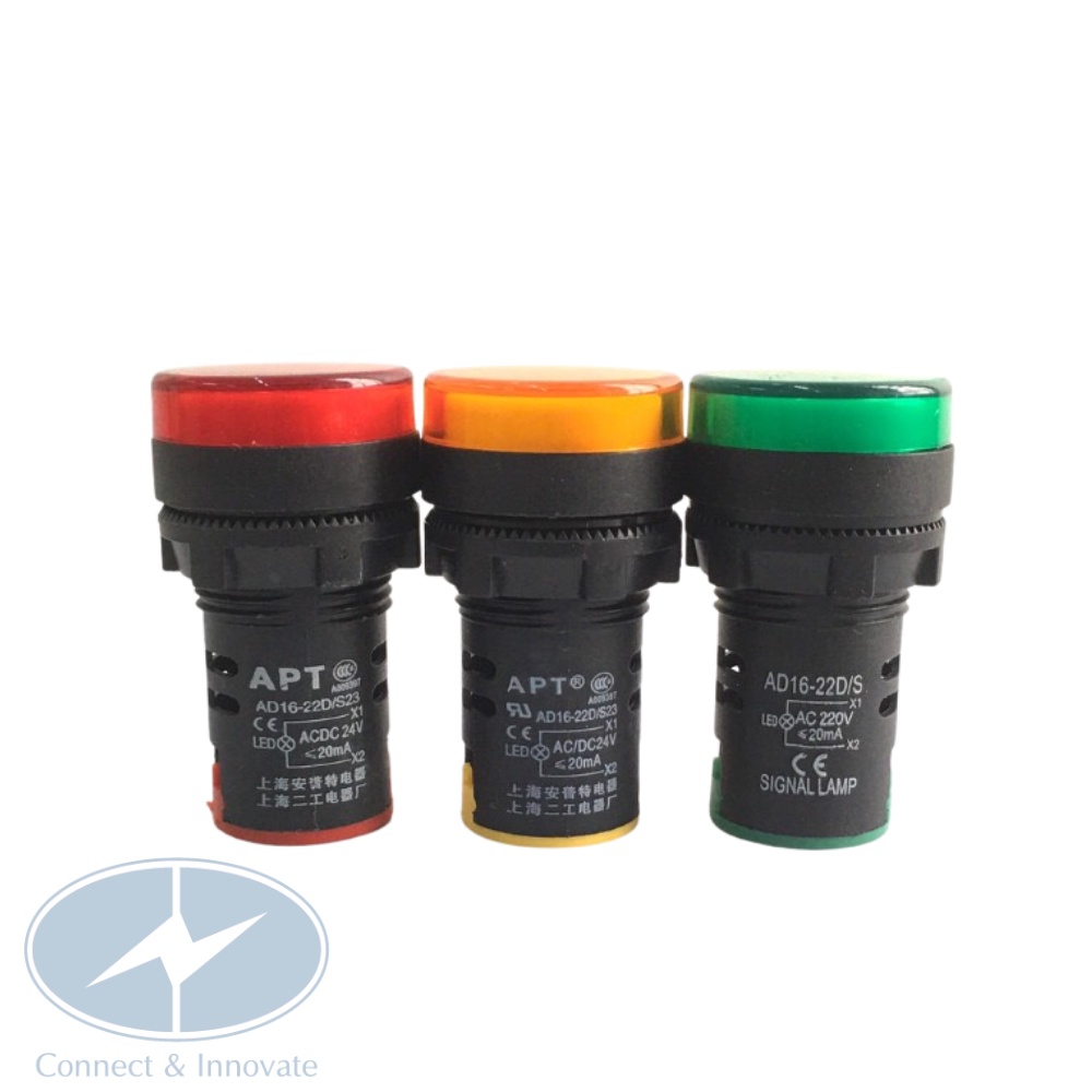 Đèn báo pha gắn tủ điện AD16-22DS  phi 22mm điện áp 220V/24V