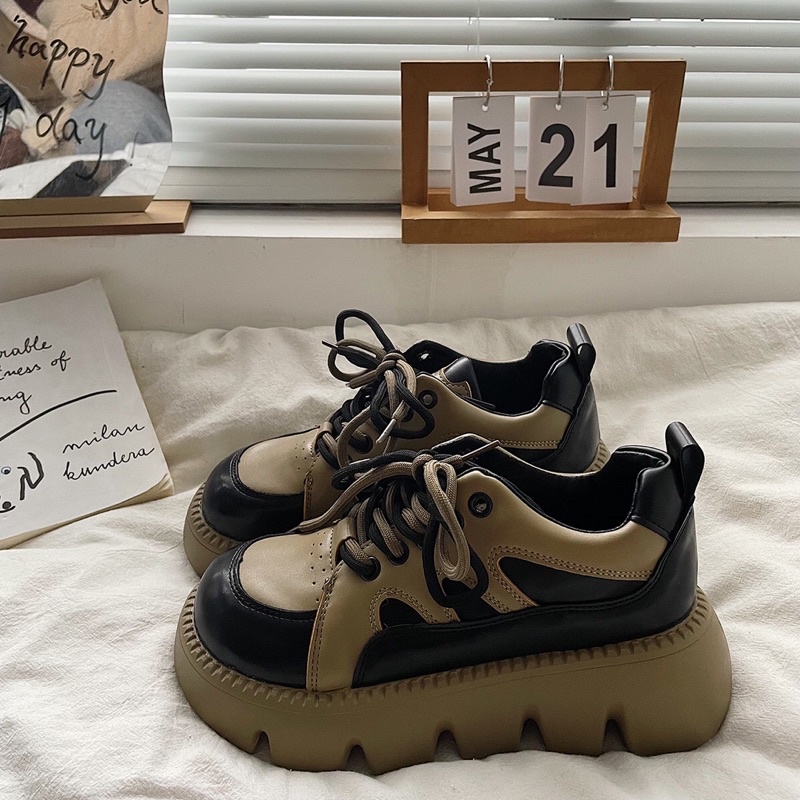 Giày lolita nữ độn đế cao,Giày da ulzzang nữ phong cách Hàn Quốc Ox100