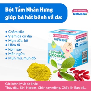 Bột Tắm Nhân Hưng Chính Hãng hộp 30 gói - Giúp trẻ sơ sinh hết bệnh chàm sữa, hăm tã, rôm sảy, mẩn ngứa, mụn nhọt