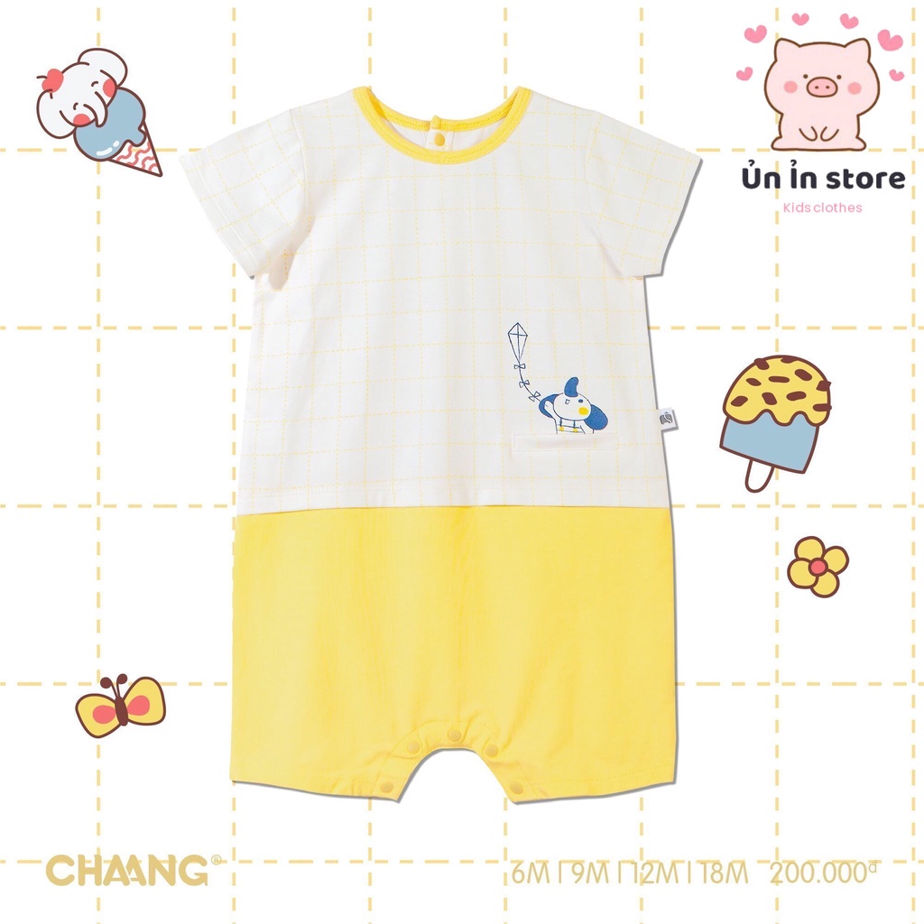 Chaang Bộ body cộc tay cho bé Summer caro vàng