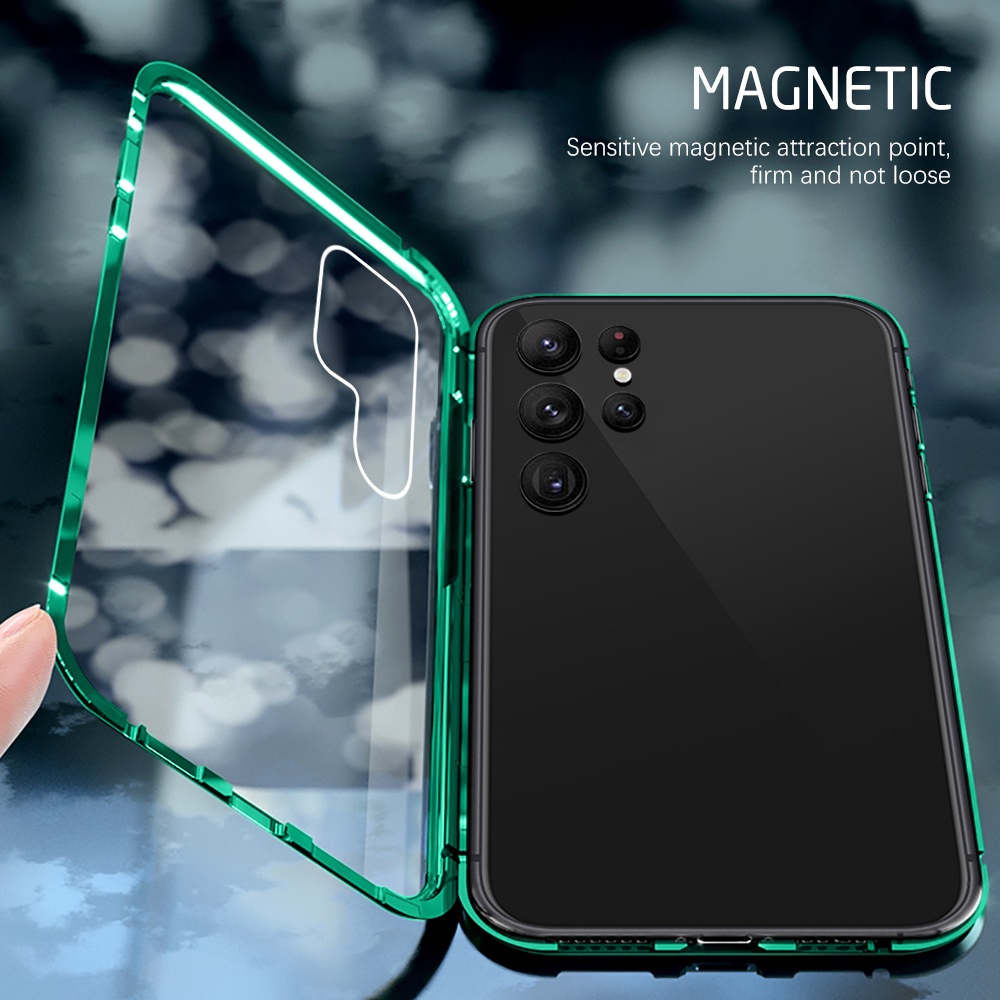 Ốp Điện Thoại Kính Cường Lực Hai Mặt Nắp Lật Nam Châm 360 Độ Cho Samsung Galaxy S22 Ultra S22 Plus Samsung S22Ultra s 23Ultra
