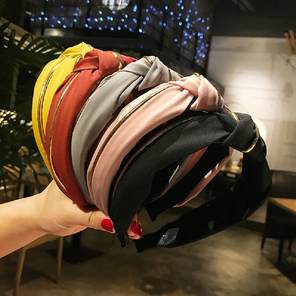 Băng Đô Vải Thắt Nơ Bản Rộng Nhiều Màu Sắc Dành Cho Nữ