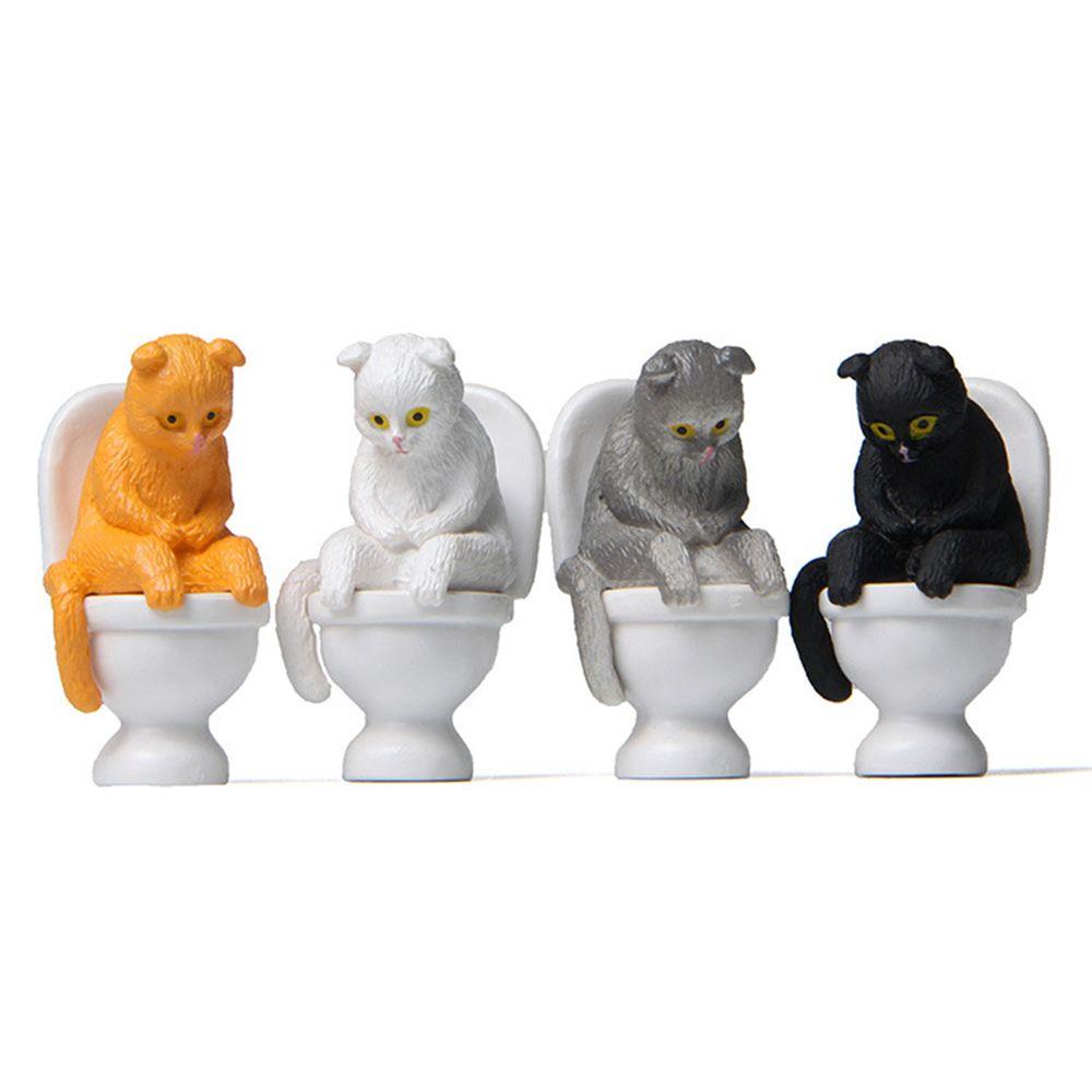 Mô Hình Chú Mèo Ngồi Toilet Bằng PVC Dùng Trang Trí DIY