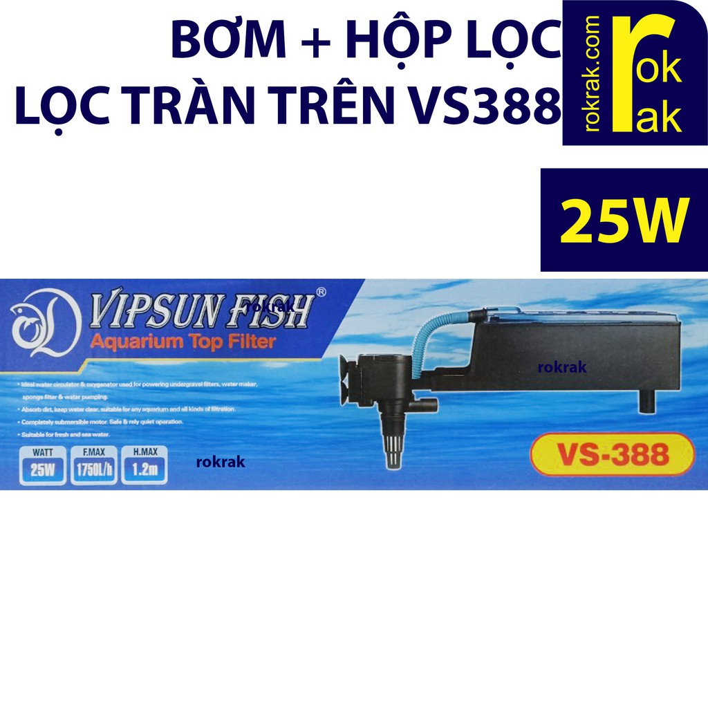 Bộ máy bơm + hộp lọc tràn trên VIPSUN VS-388 AA-388 cho hồ cá cảnh