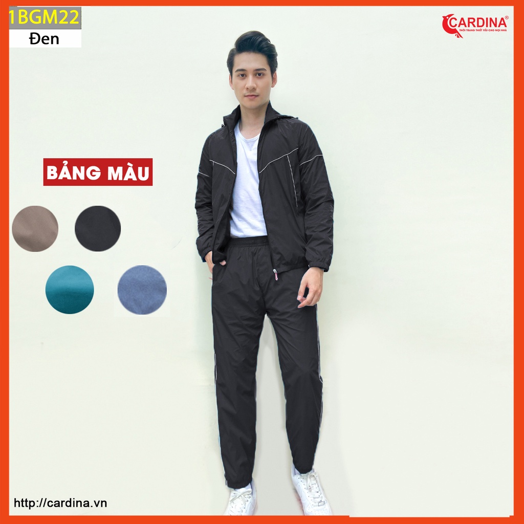 Bộ Gió Nam CARDINA Chất Gió Trơn 2 Lớp Lót Lưới Cao Cấp Dáng Thể Thao 1BGM.