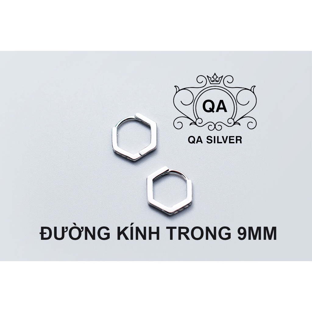 Khuyên tai bạc 925 tròn lõm đen nam nữ bông dày trơn S925 HOOP QA SILVER Earrings EA221204