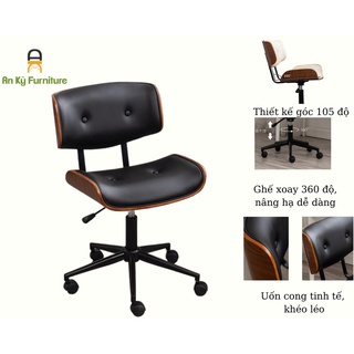 Ghế Làm Việc Văn Phòng , Spa, Nail, Phun Xăm Jb-028 Chân Xoay Bánh Xe, Nệm Bọc Simili Cao Cấp, Lưng Ốp Gỗ