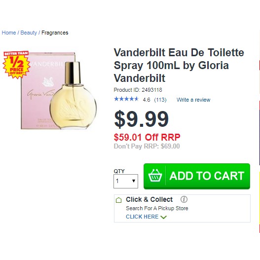 Nước hoa VanderBilt Gloria Eau De Toilette 100ml Spray Authentic