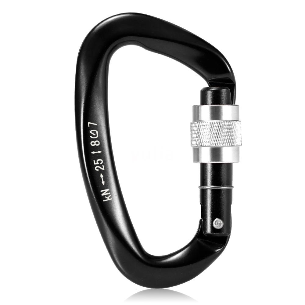 Khóa carabiner 25KN hình chữ D tiện dụng khi leo núi/móc võng